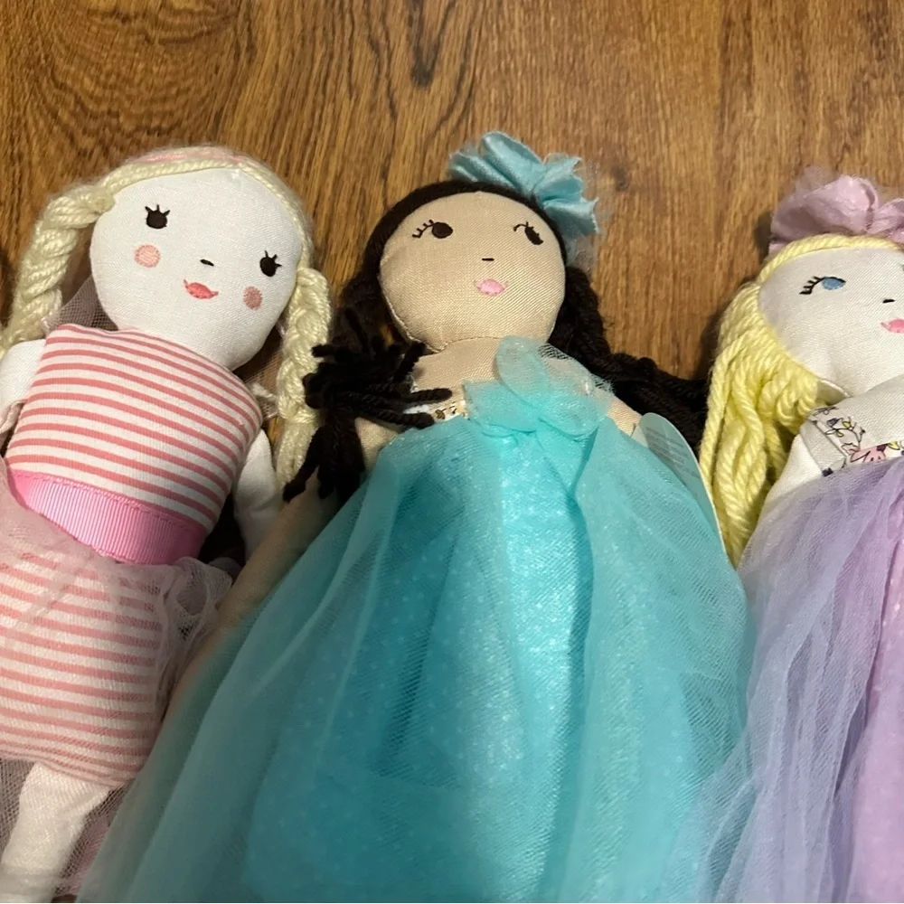 Pottery Barn Kids set of 5 Colorful Rag Dolls long/short dress fun